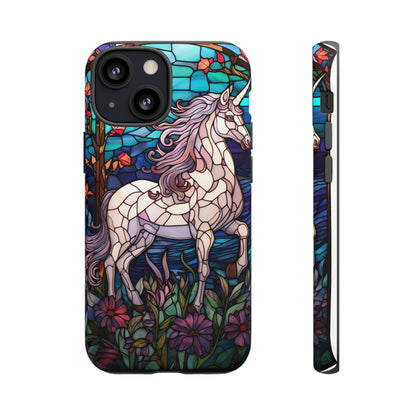 Unicorn Stained Glass iPhone, iPhone Case Retro Samsung Galaxy Phone Tough Case iPhone 15 14 Plus 13 12 7 8 Se Hippie Boho Style