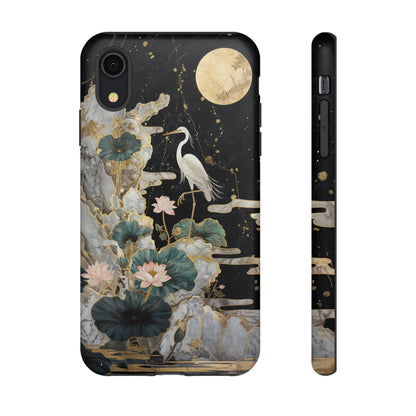 Heron and Moon Floral Zen Art Phone Case