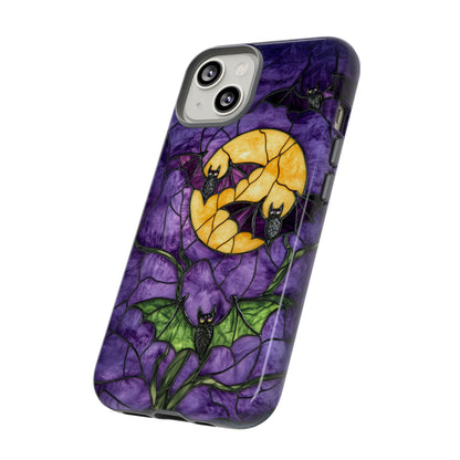 Full Moon Stained Glass Style Halloween Bats Phone Case