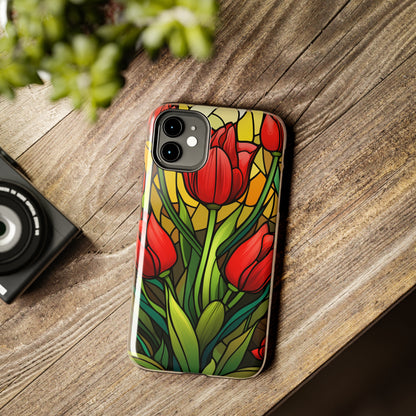 Stained Glass Tulip Floral Aesthetic iPhone Case | Embrace the Beauty of Nature in Full Bloom