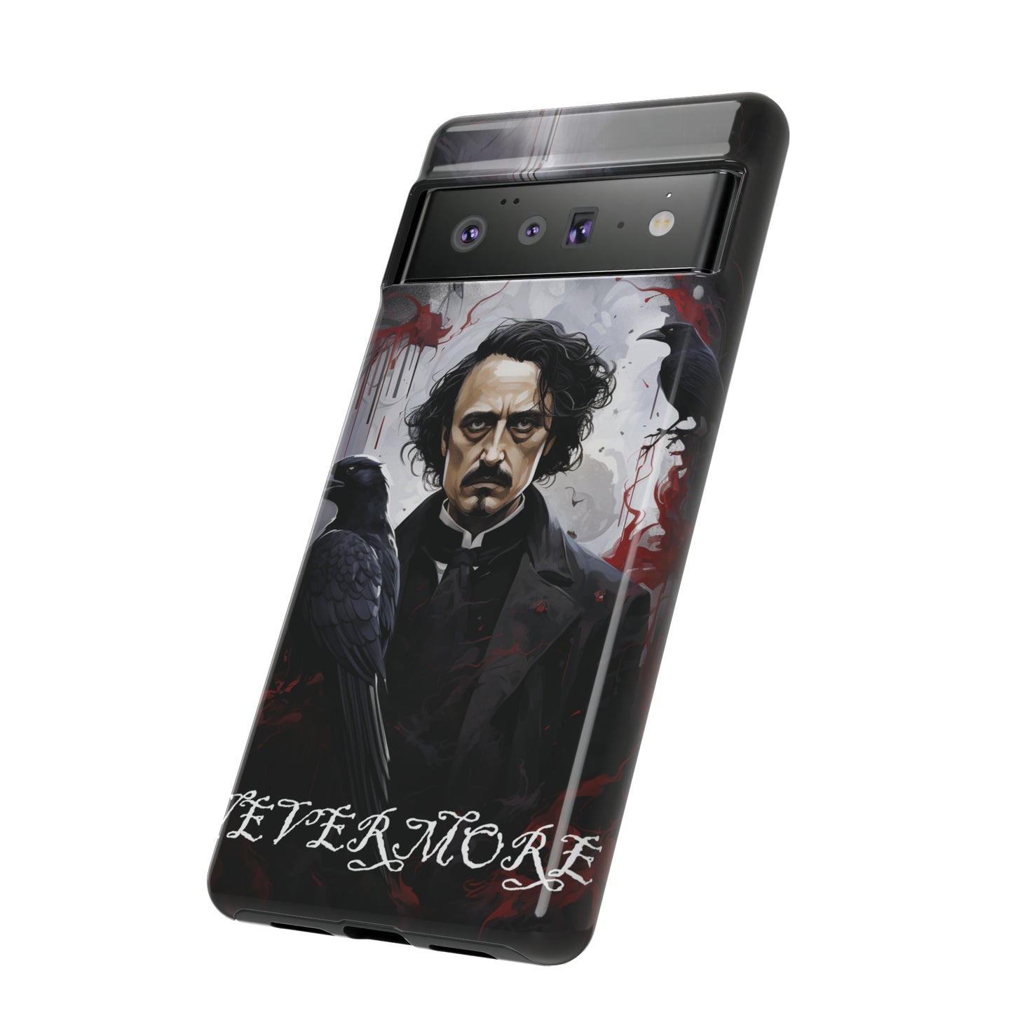 Nevermore Edgar Allen Poe, gothic Raven, Retro Samsung Galaxy Phone iPhone 15, 14 Plus 13 12 7 8 Se Horror Dark Academia Style goth Vibe