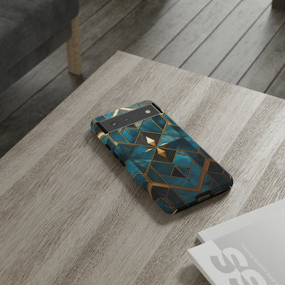 Gold and Blue Marble Mosaic Phone Case