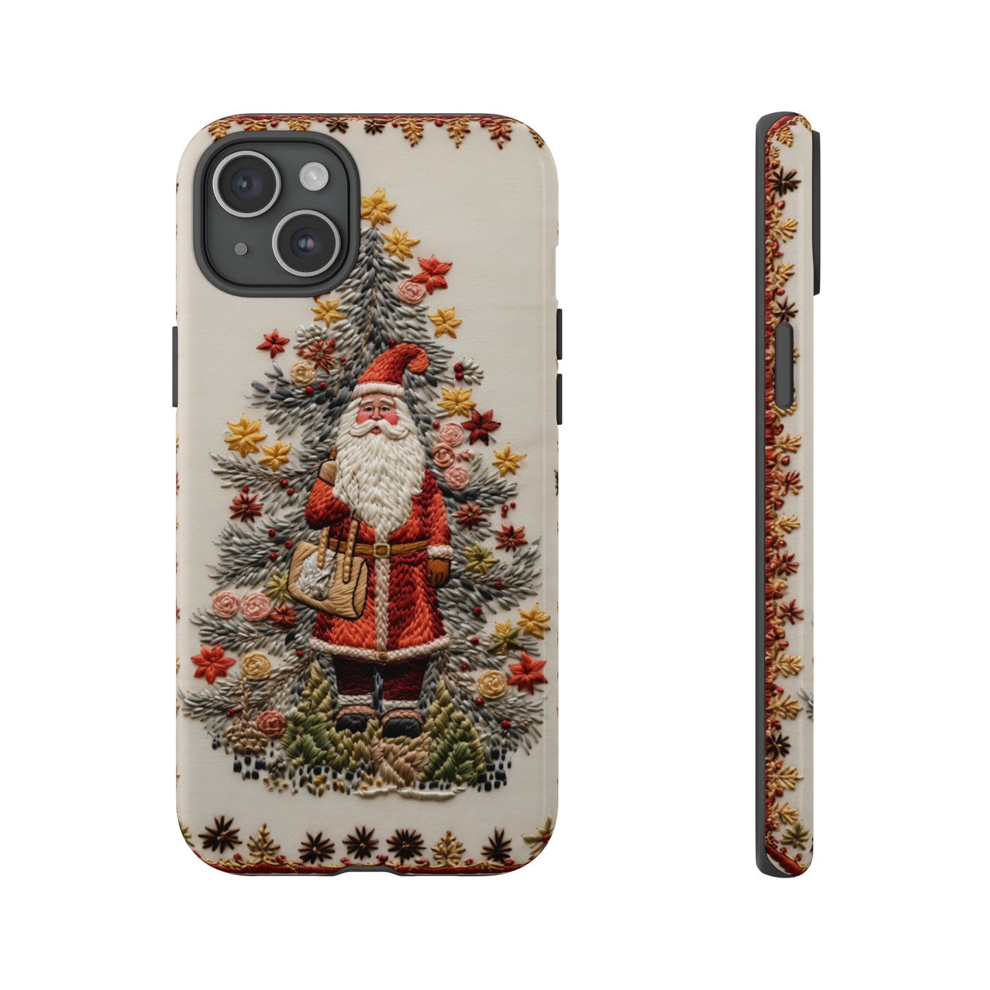 Vintage Embroidery Christmas Santa Phone Case