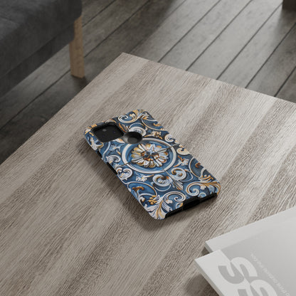 Azulejo Porcelain Blue & Creamy White Tile Mediterranean Design Phone Case