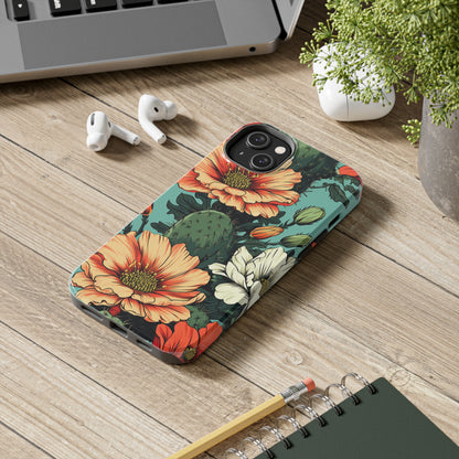 Desert Dream: Retro Vibe Cactus Tough iPhone Case