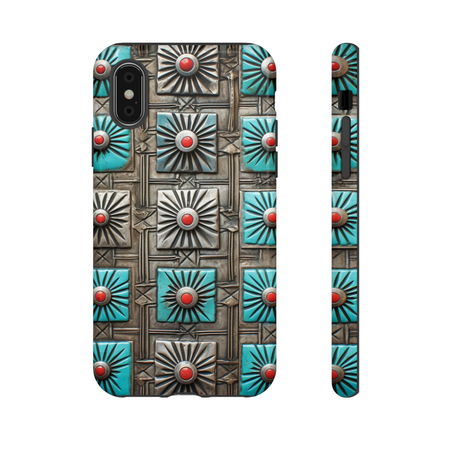 Vintage Navajo Native American Turquoise Concho Phone Case for iPhone 15, 14, 13, 12, 11 Pro Max, 14 Plus, iPhone XS Max, iPhone XR, iPhone 7, 8, 14, 15 Plus, SE