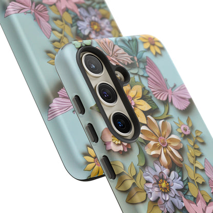 Pastel Pink Butterflies and Flowers iPhone Case