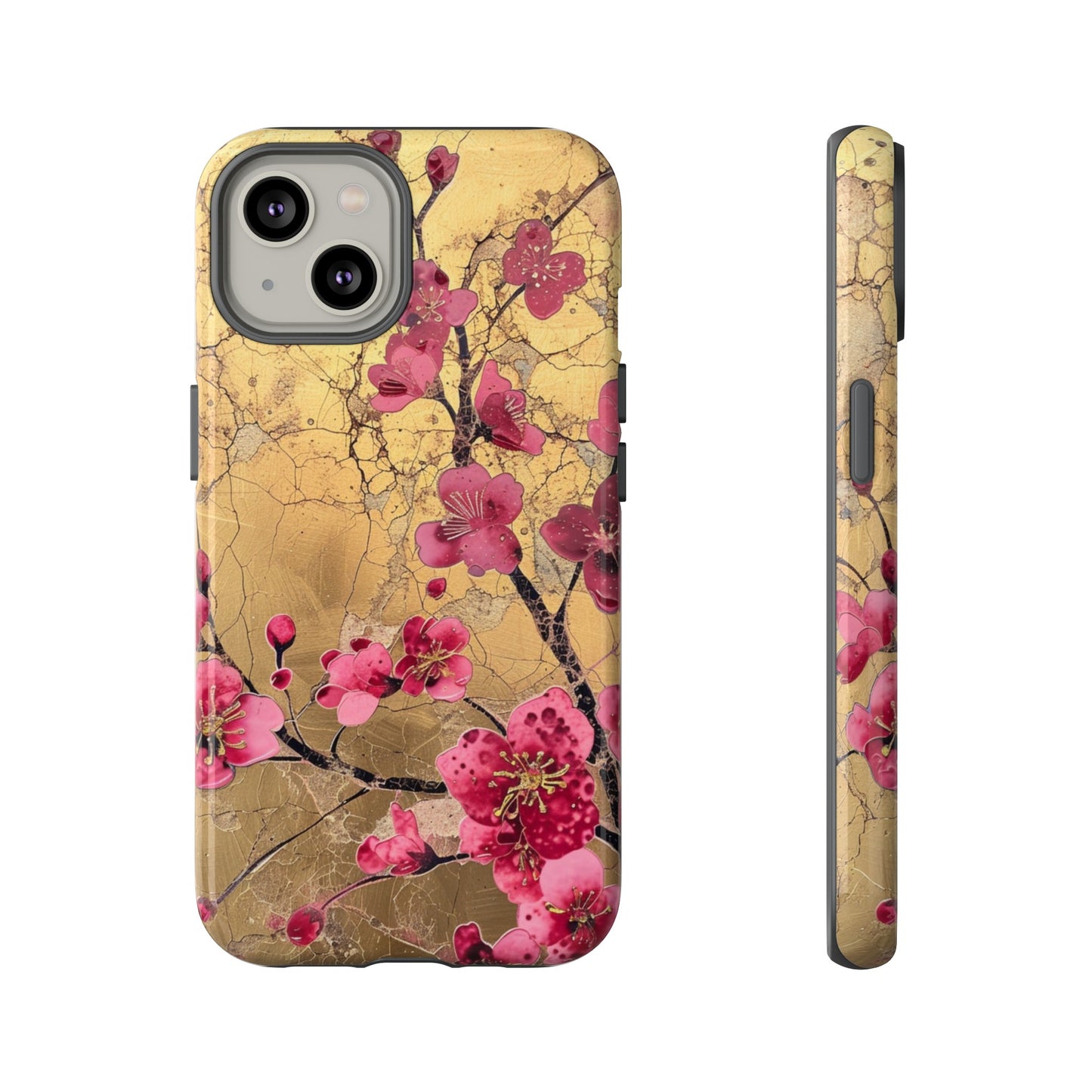 Pink Forget Me Nots Gold Floral Phone Case