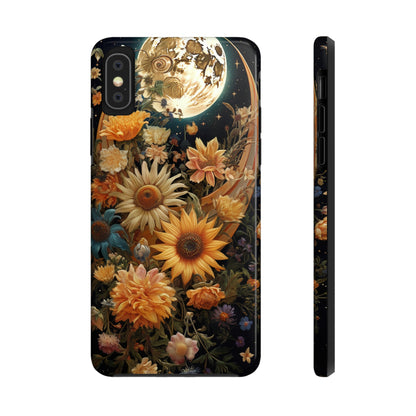 Boho-cottagecore fusion iPhone case with celestial symbols