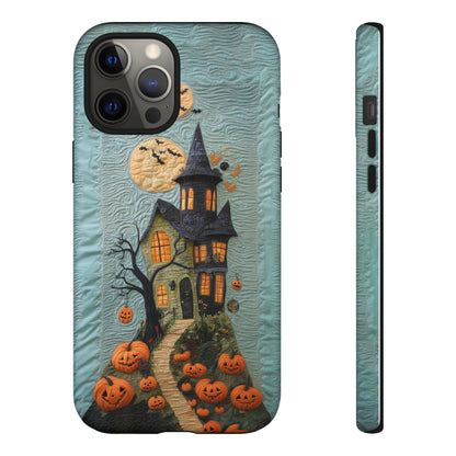 Halloween Haunted House Vintage Embroidery Style Phone Cover