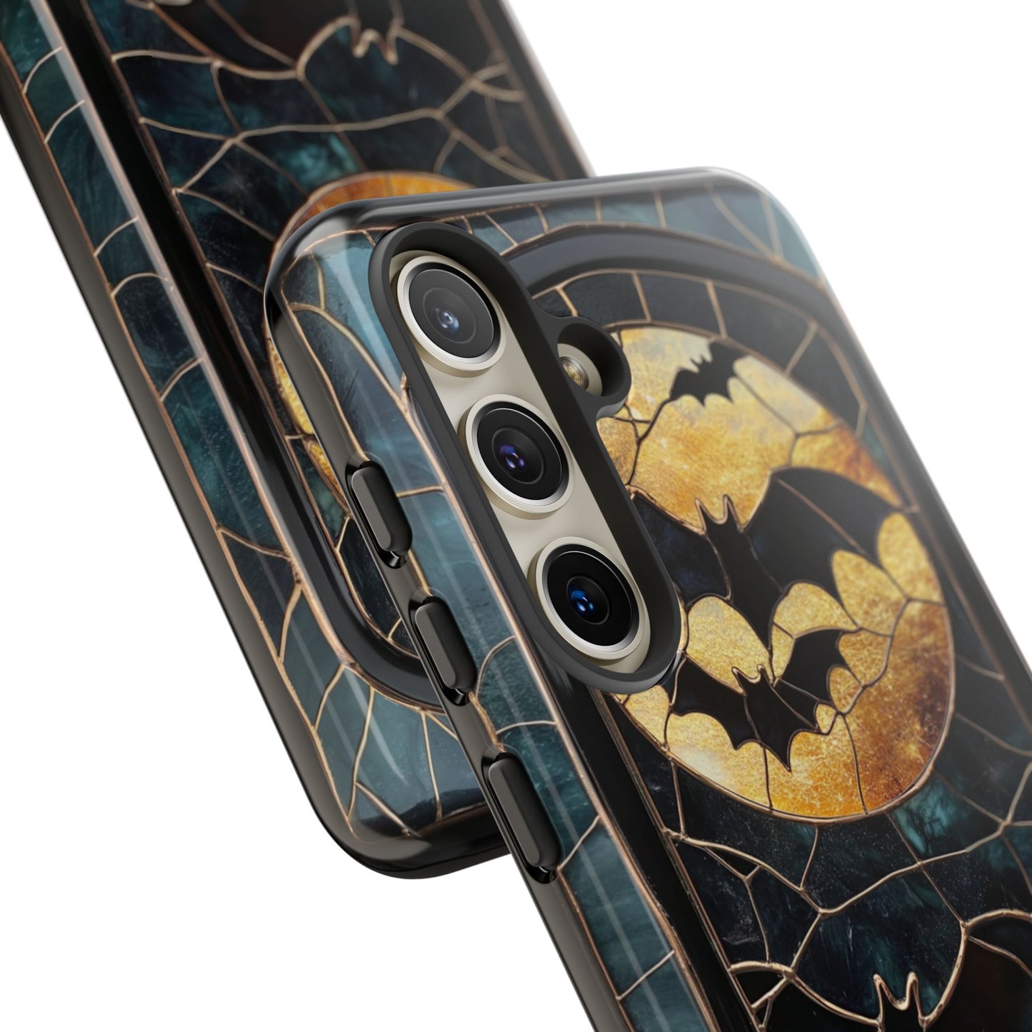 Halloween Phone Case Bats Stained Glass Style Spooky Moon Phone Cover