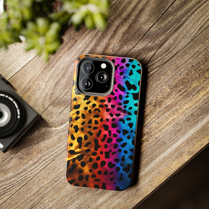 Kaleidoscopic Wild: Psychedelic Rainbow Leopard Print | Dazzling iPhone Case