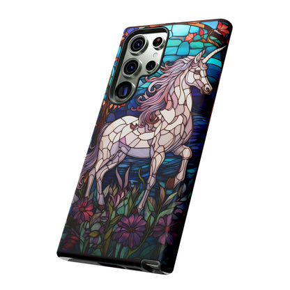 Unicorn Stained Glass iPhone, iPhone Case Retro Samsung Galaxy Phone Tough Case iPhone 15 14 Plus 13 12 7 8 Se Hippie Boho Style