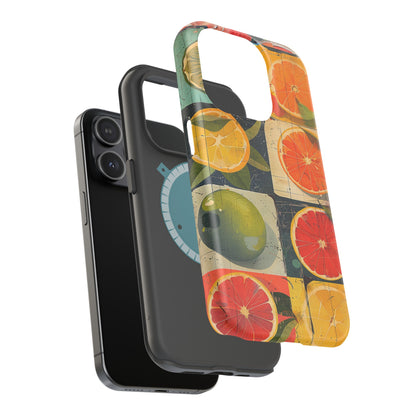 Italian Tile Citrus Fruit Abstract Floral Summer Style MagSafe Phone Case