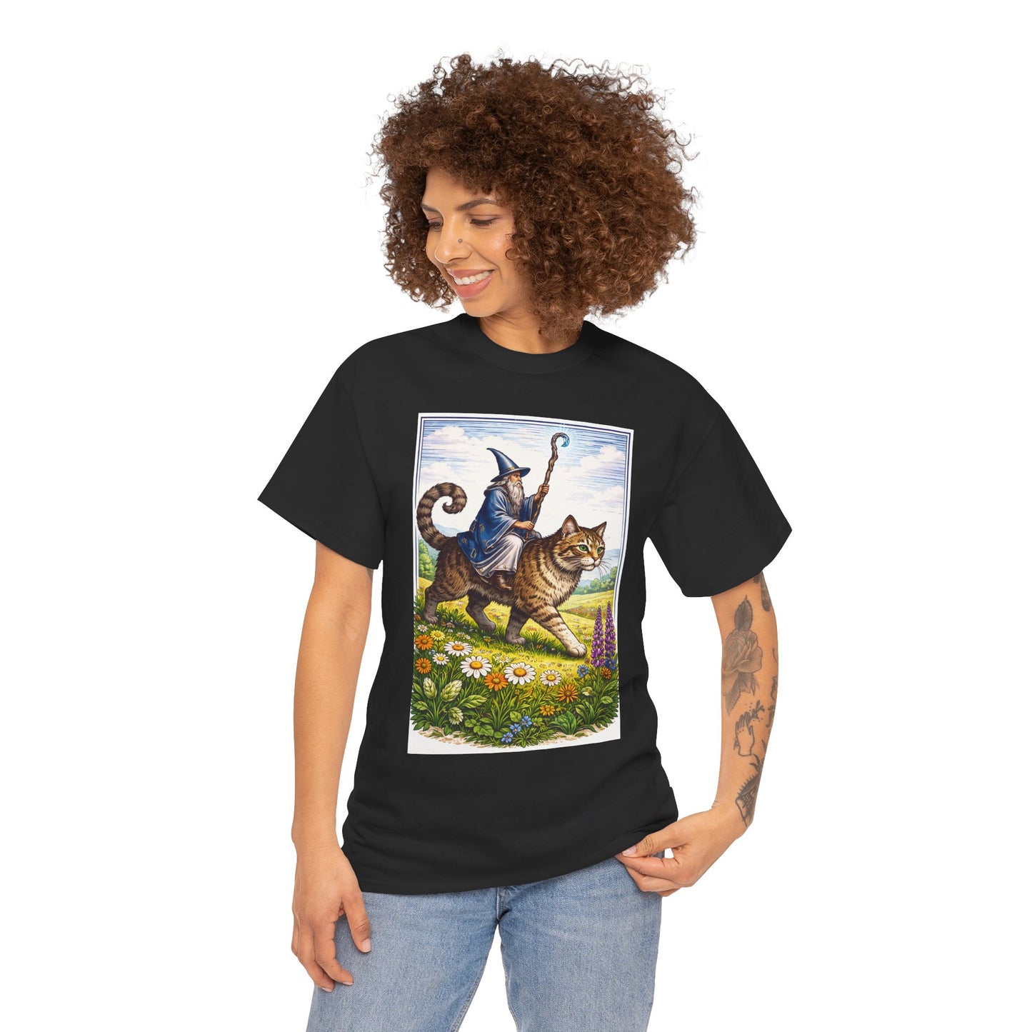 funny fantasy cat wizard shirt
