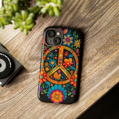 Peace Sign Embroidery Floral Hippie Style Phone Case