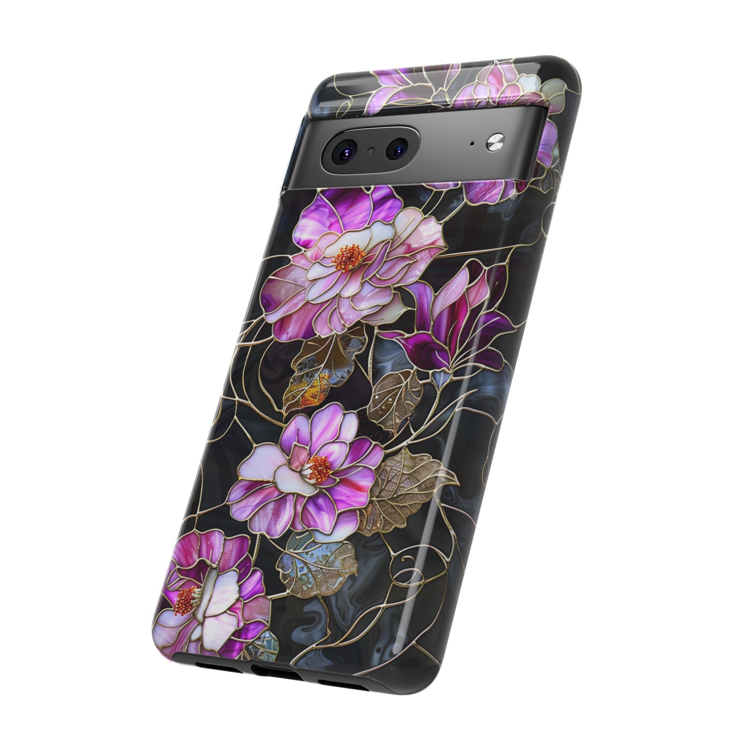 Magenta Color Floral Stained Glass Phone Case