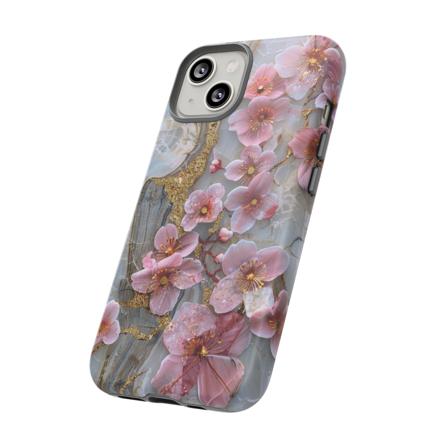 Pink Forget Me Nots Gold Floral Phone Case