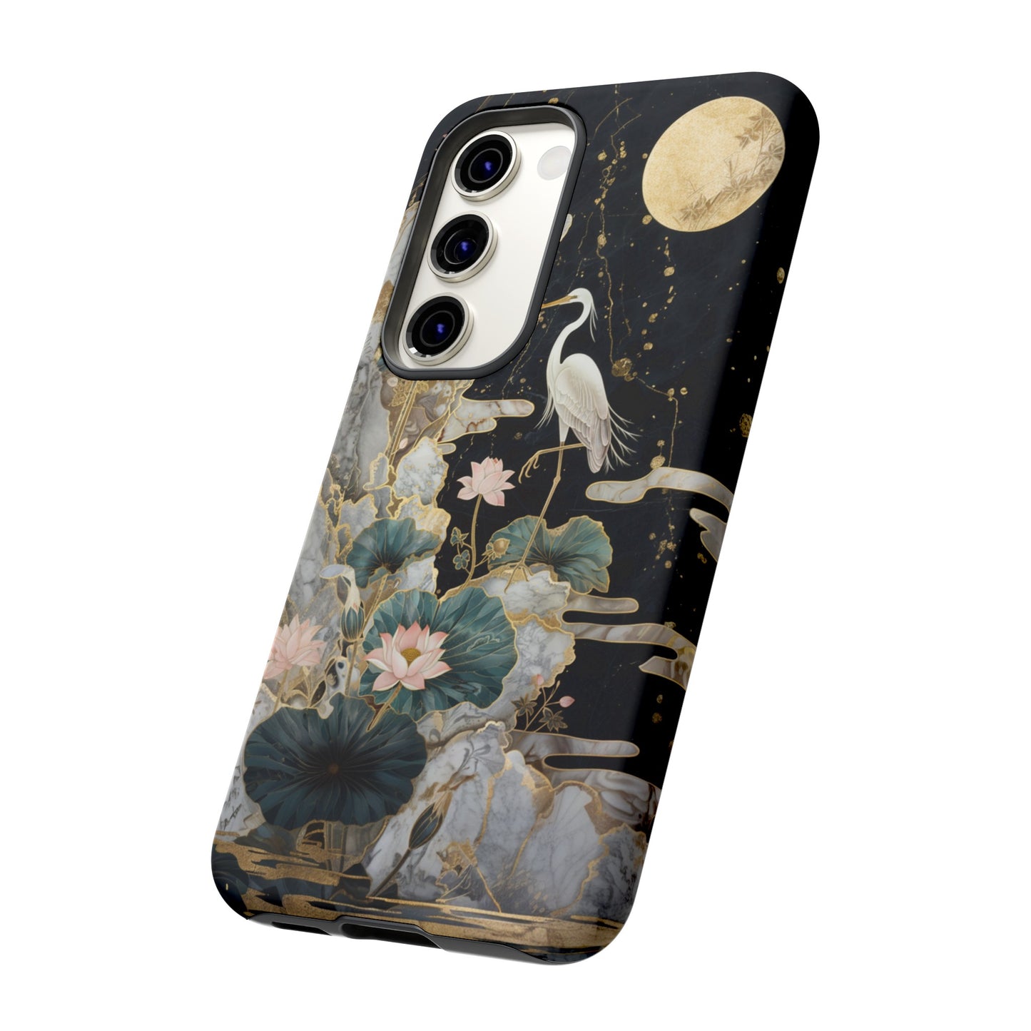 Heron and Moon Floral Zen Art Phone Case