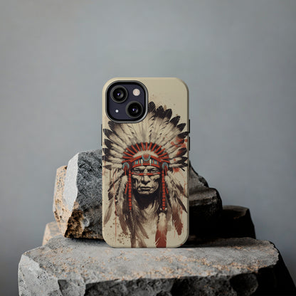 Proud Heritage: Native American Chief Headdress | Iconic Tribal iPhone Case for Models 11 through 14 Pro Max