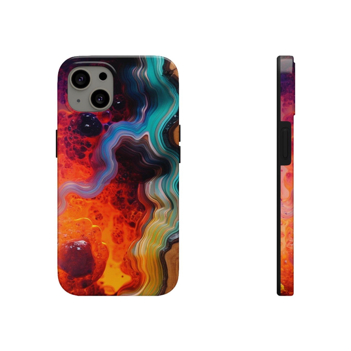 Faux Wood and Colorful Epoxy iPhone Case | Embrace the Beauty of Nature and Vibrant Artistry