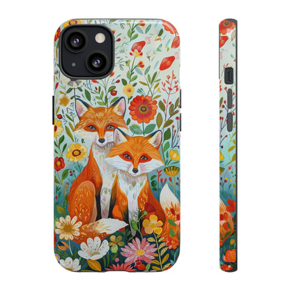 Foxes in the Floral Garden Phone Case