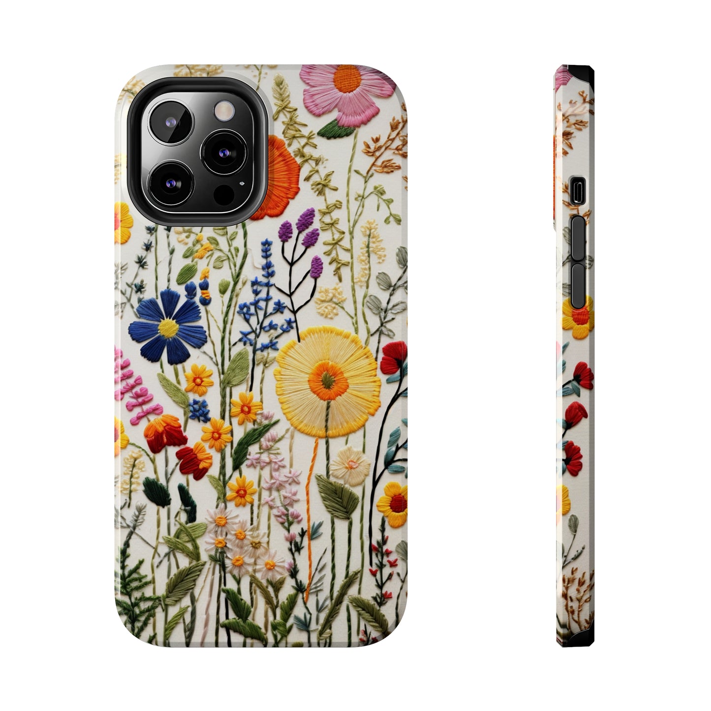 Wildflowers Floral Embroidery iPhone Case