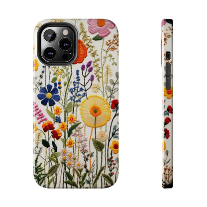 Wildflowers Floral Embroidery iPhone Case