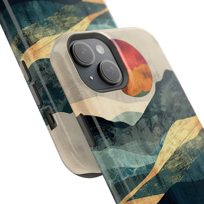 Retro iPhone Case Mountain Sunset MagSafe Phone Case