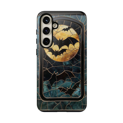 Halloween Phone Case Bats Stained Glass Style Spooky Moon Phone Cover