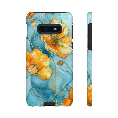 Gold Poppies Color Splash Floral Design Phone Case