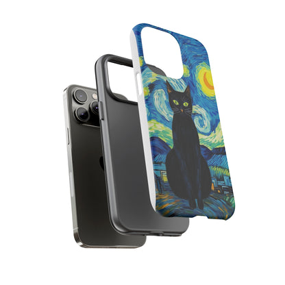 Starry Night Van Gogh Black Cat iPhone, Samsung Galaxy, Google Pixel  Case | Embrace Artistic Whimsy and Feline Charm