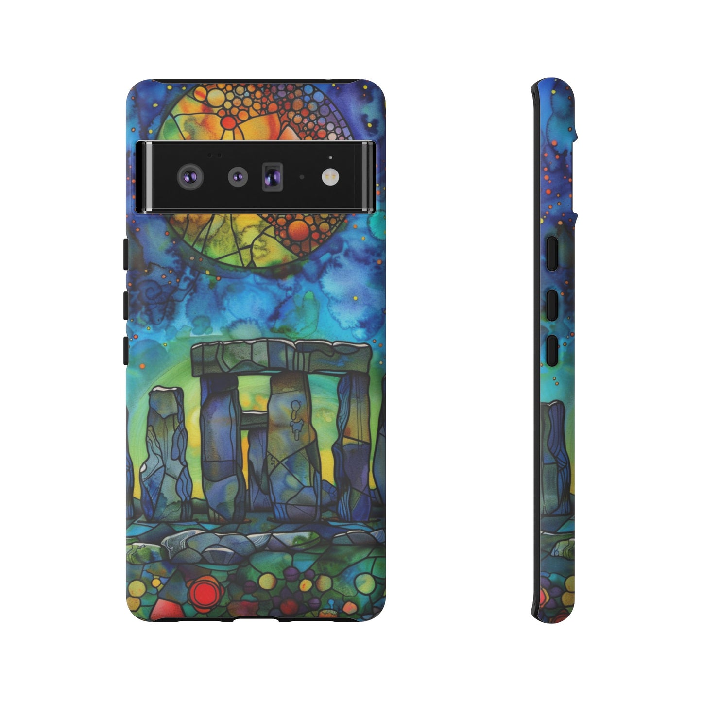 Stonehenge Neolithic Full Moon Stained Glass Watercolor Phone Cover