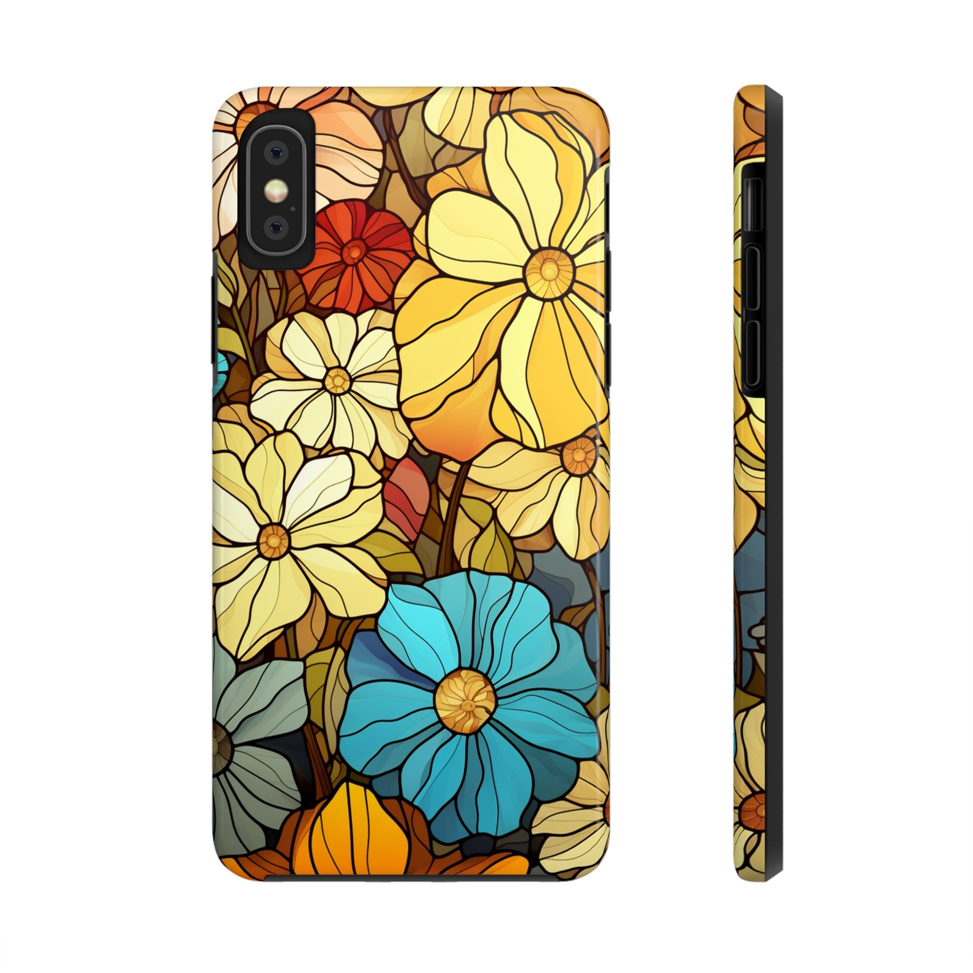 iPhone case with stained glass vintage floral design
