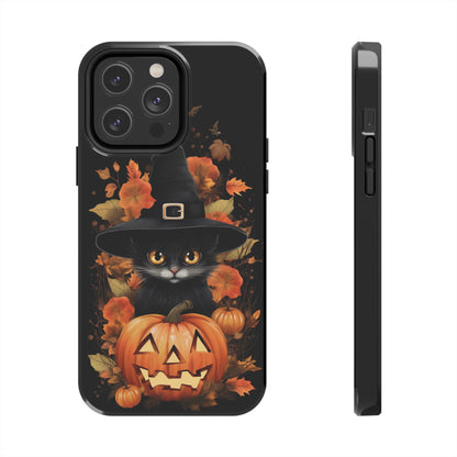 Trick or Treat Delight: Adorable Witch Cat Halloween Celebration | Whimsical iPhone Case