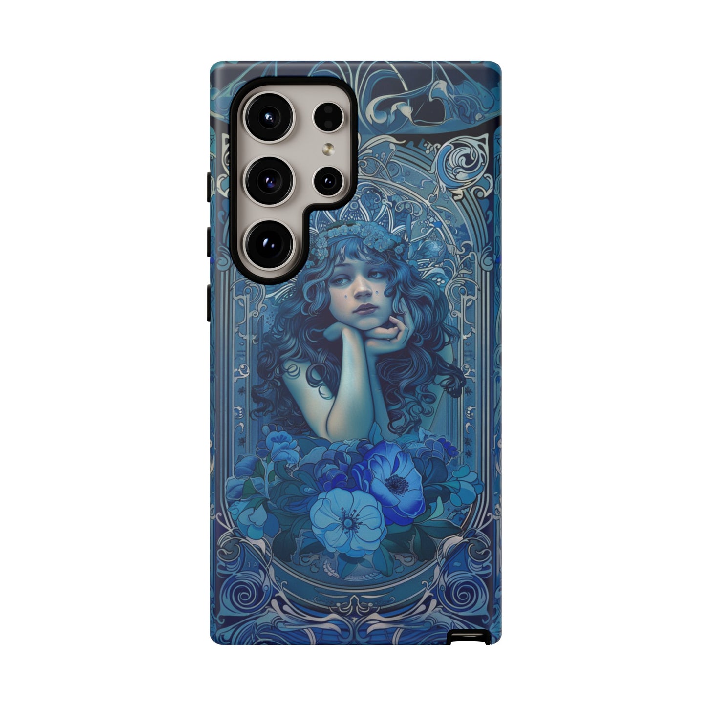 Blue Floral Art Nouveau Style Phone Case