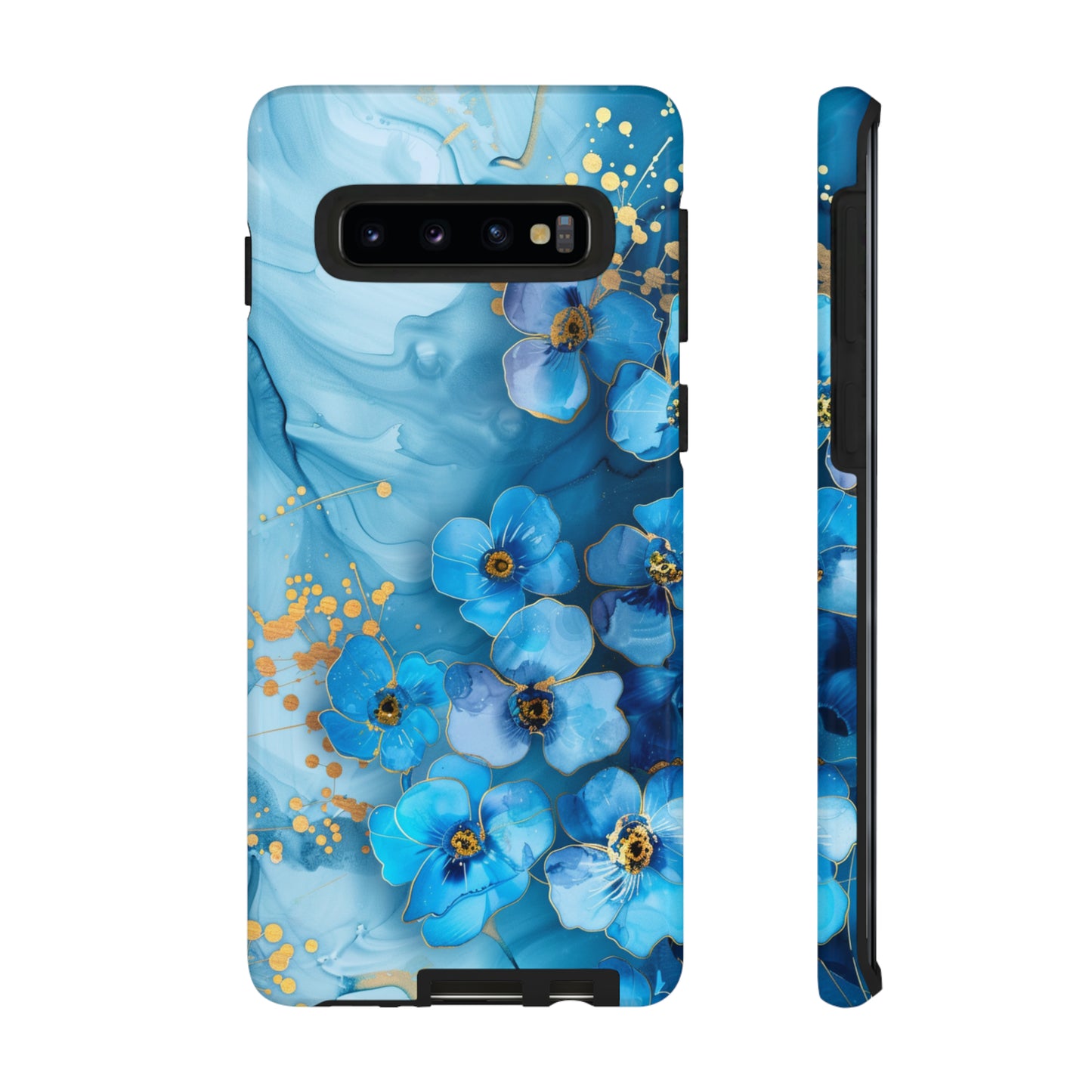 Forget Me Nots Gold Color Splash Floral Design Phone Case