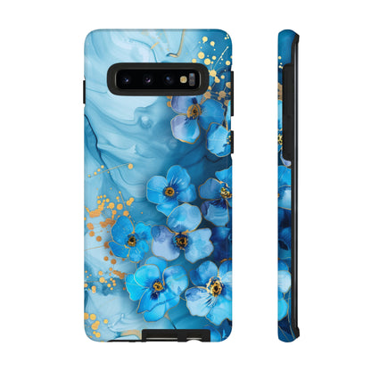 Forget Me Nots Gold Color Splash Floral Design Phone Case