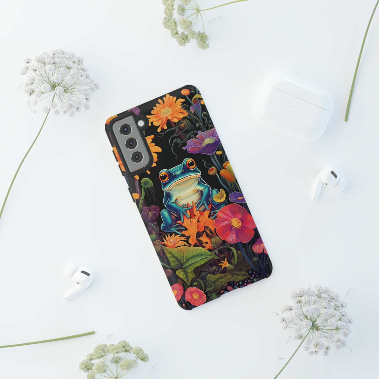 Floral Frogs Elegance Phone Case for Google Pixel, iPhone & Samsung Galaxy