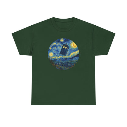 Van Gogh Police Box Starry Night Fantasy Parody Graphic T-Shirt