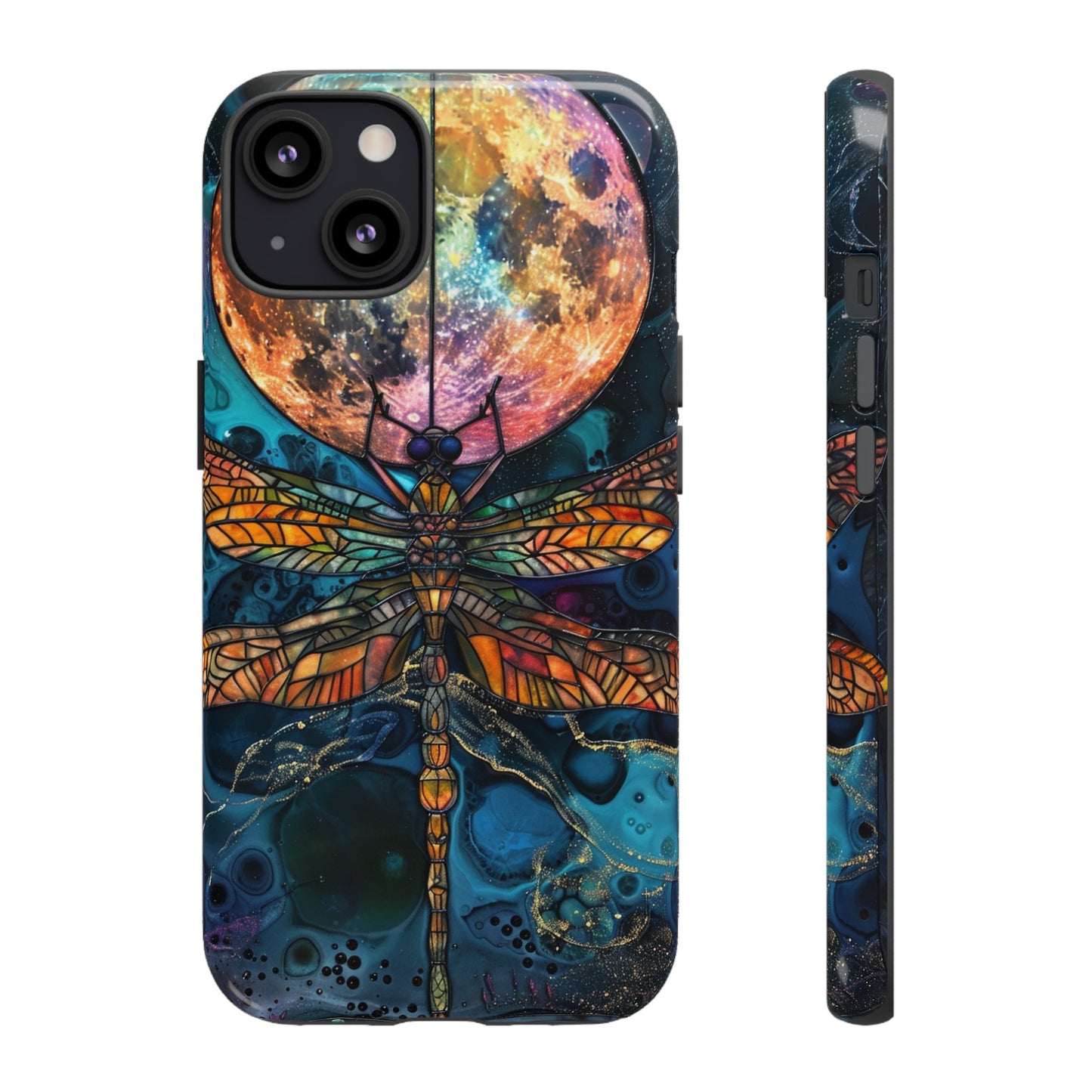 Full Moon Stained Glass Dragonfly Phone Cover