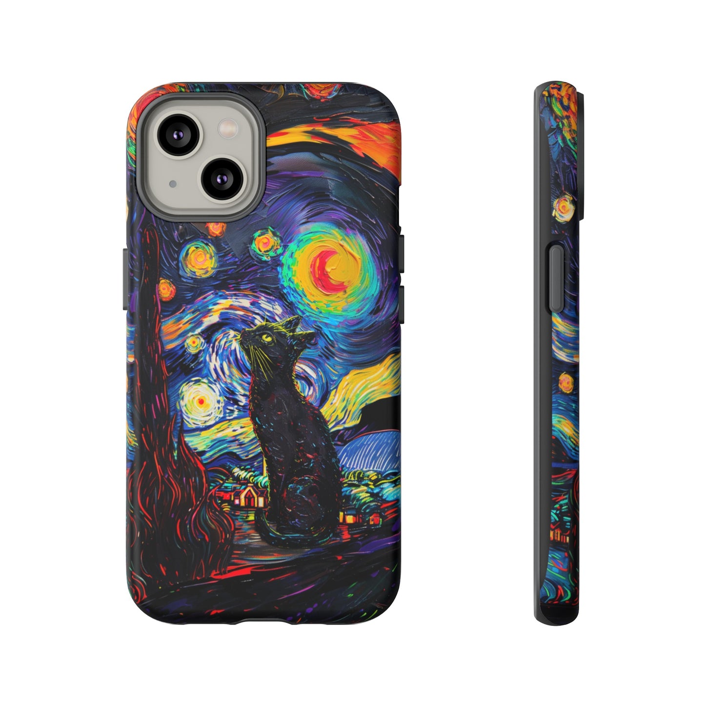 Starry Night Black Cat Van Gogh Painting Art Phone Case