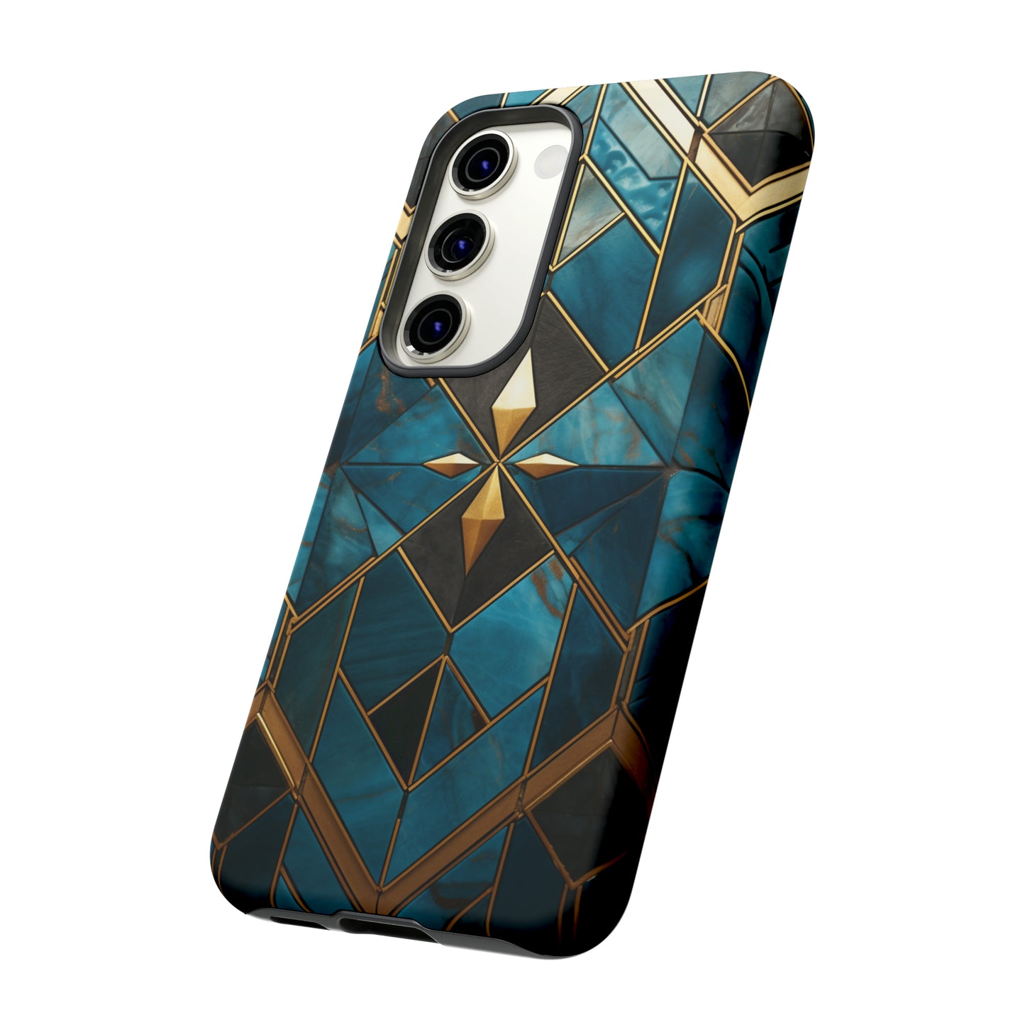 Gold and Blue Marble Mosaic Phone Case