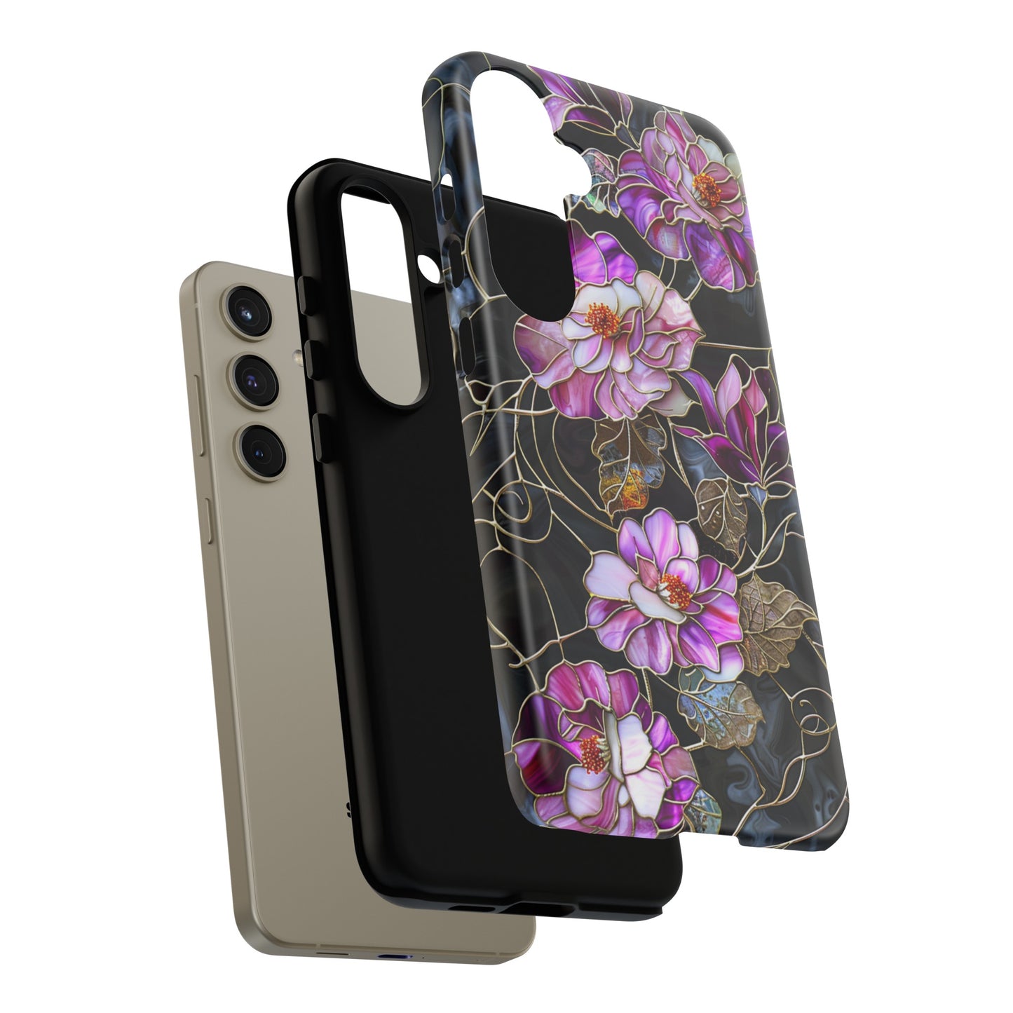 Magenta Color Floral Stained Glass Phone Case