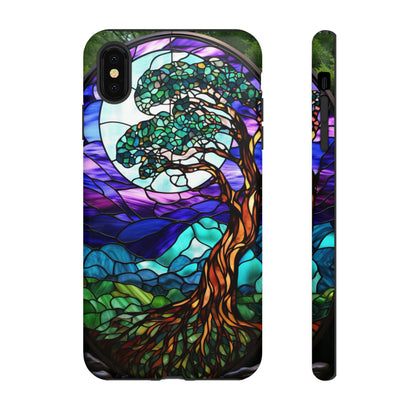 Stained Glass Mosaic Tile Tree in Moonlight