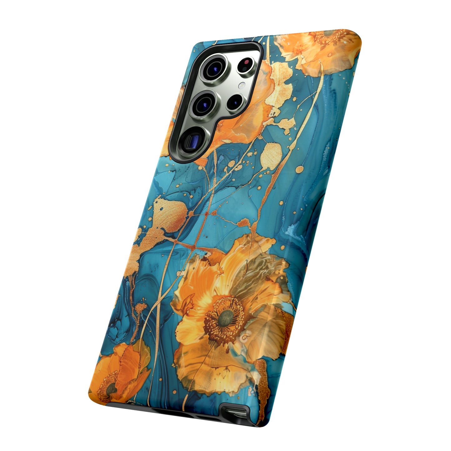 Gold Poppies Color Splash Floral Design Phone Case