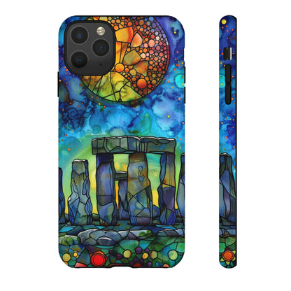 Stonehenge Neolithic Full Moon Stained Glass Watercolor Phone Cover