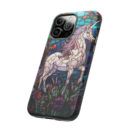 Unicorn Stained Glass iPhone, iPhone Case Retro Samsung Galaxy Phone Tough Case iPhone 15 14 Plus 13 12 7 8 Se Hippie Boho Style