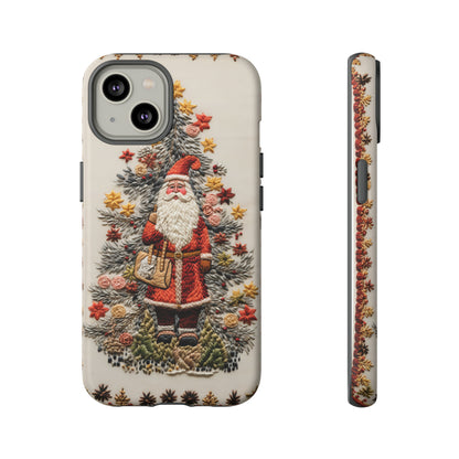 Vintage Embroidery Christmas Santa Phone Case