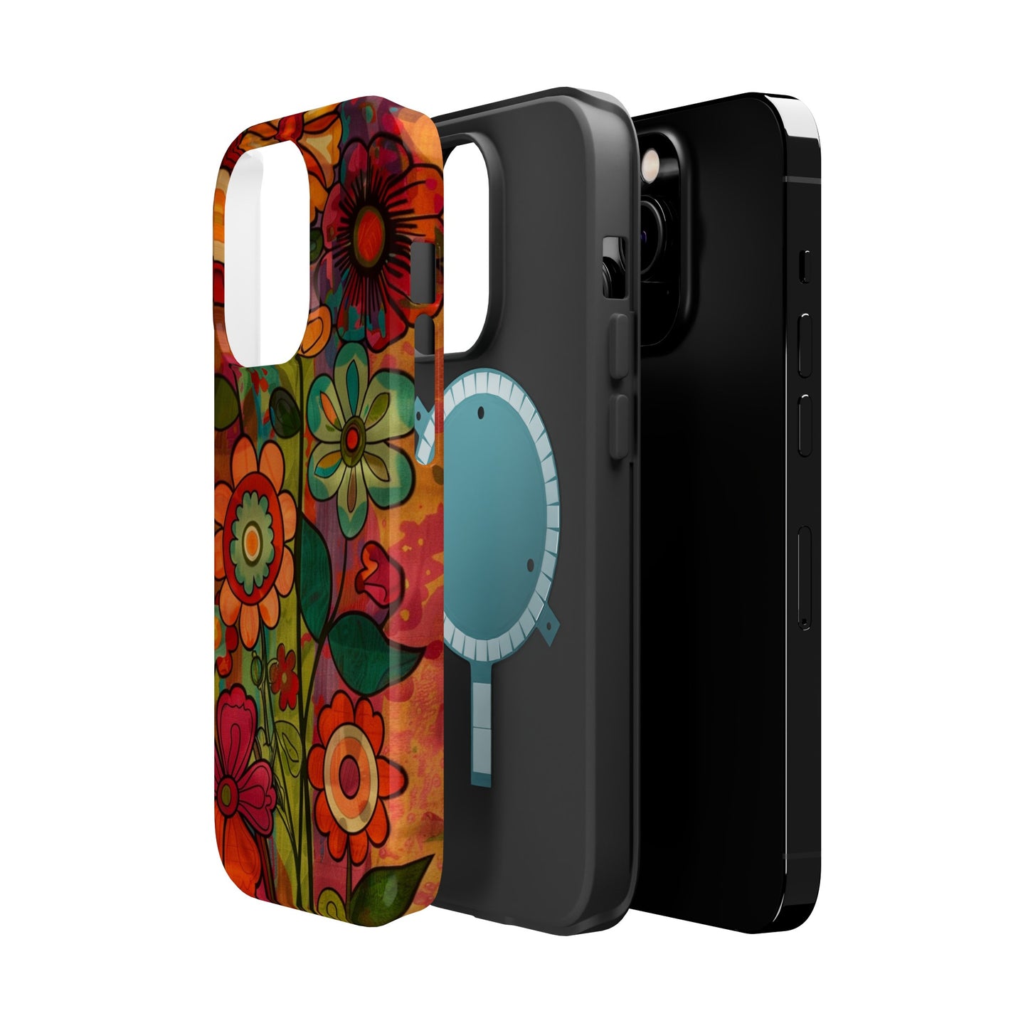 Retro Watercolor Abstract Floral Summer Style MagSafe Phone Case, iPhone 15 Case